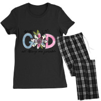 God All Things Are Possible Flower Lover Christian Believer Men Women Women's Pajamas Set | Artistshot