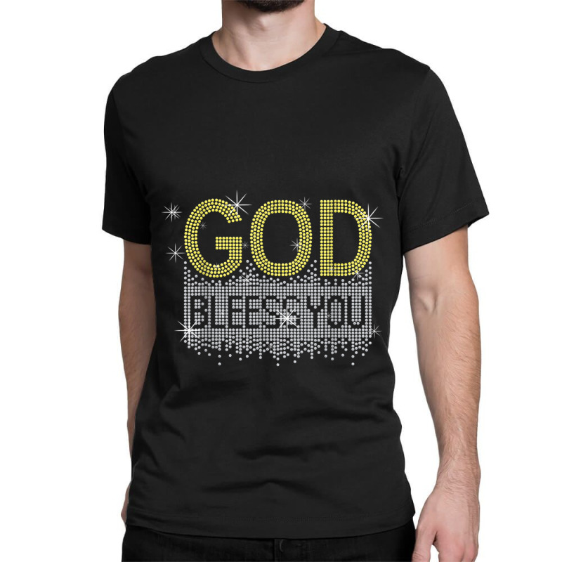 God Blessed You Rhinestone Graphic Funny Christian Woman Tee Mens Funn Classic T-shirt by Aria-Proctor | Artistshot