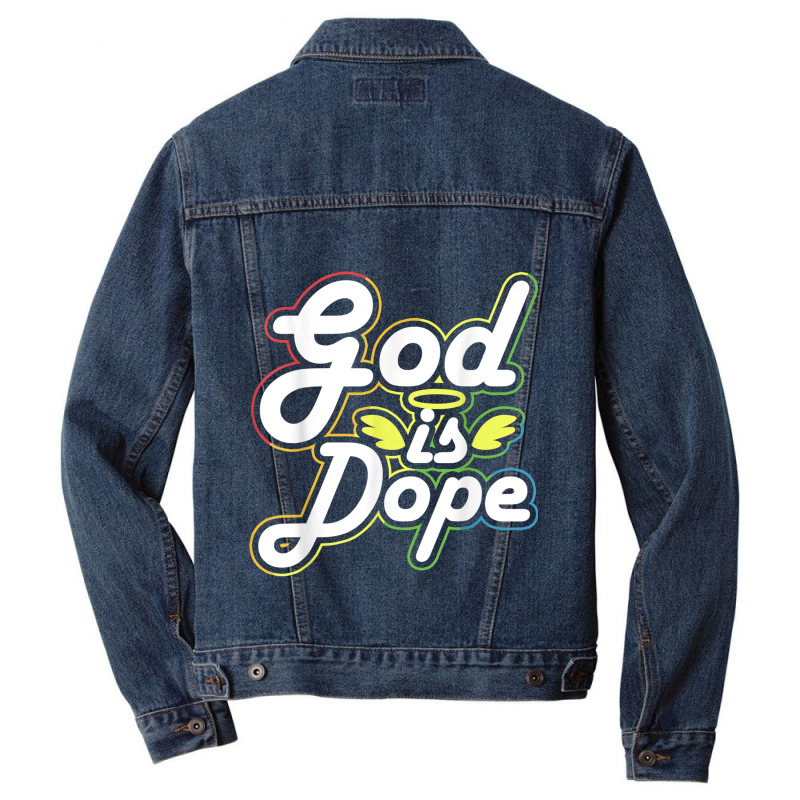 God Is Dope Christian Faith Believer Idea Cartoon Character Men Denim Jacket by Aria-Proctor | Artistshot