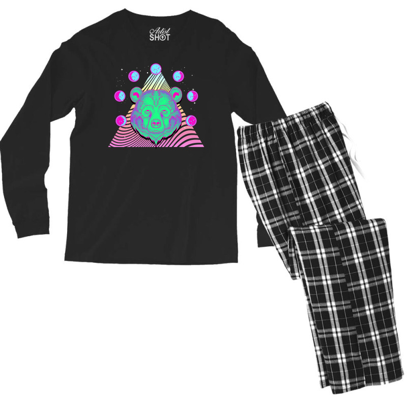 Vaporwave Bear Men's Long Sleeve Pajama Set | Artistshot