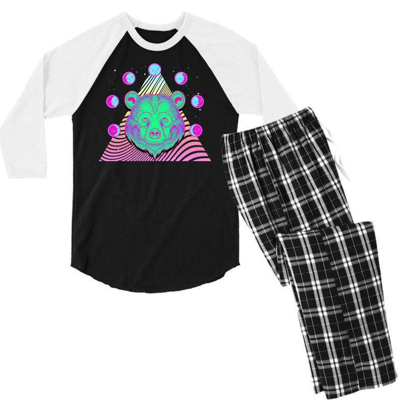 Vaporwave Bear Men's 3/4 Sleeve Pajama Set | Artistshot