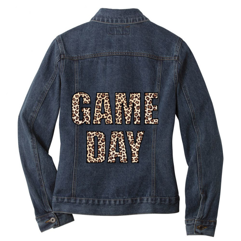 Game Day Leopard Football Fan Big Game Long Sleeve Ladies Denim Jacket by Artist-Shannon | Artistshot