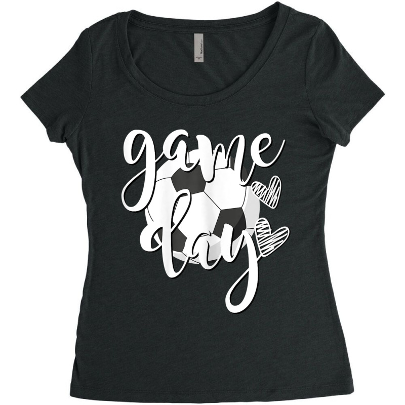 Game Day Soccer Ball With Hearts Soccer Mom Soccer Player Women's Triblend Scoop T-shirt by Artist-Shannon | Artistshot