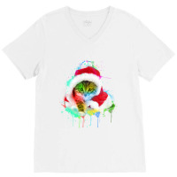 Merry Christmas Cat V-neck Tee | Artistshot