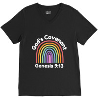 God’s Covenant Rainbow  Genesis 913 Christian Characters Video Game V-neck Tee | Artistshot