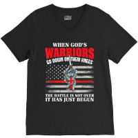 Gods Warrior Christian American Soldier Us Flag Bible Prayer Design Ch V-neck Tee | Artistshot