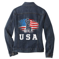 Wheelchair Basketball,disability Sports Handicap Usa Flag T Shirt Ladies Denim Jacket | Artistshot