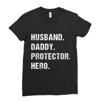 Husband Daddy Protector Hero Fathers Day Gift For Dad Wife Funny Men Ladies Fitted T-shirt | Artistshot