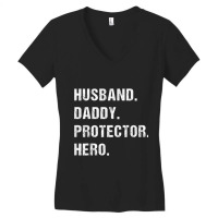 Husband Daddy Protector Hero Fathers Day Gift For Dad Wife Funny Men Women's V-neck T-shirt | Artistshot