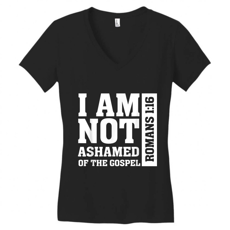 I Am Not Ashamed Of The Gospel Romans Christian Bible Verse Painting Women's V-Neck T-Shirt by Aria-Proctor | Artistshot