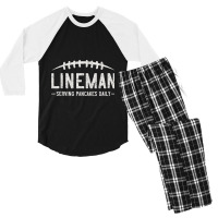 Lineman Serving Pancakes Daily Funny Vintage Football Men's 3/4 Sleeve Pajama Set | Artistshot