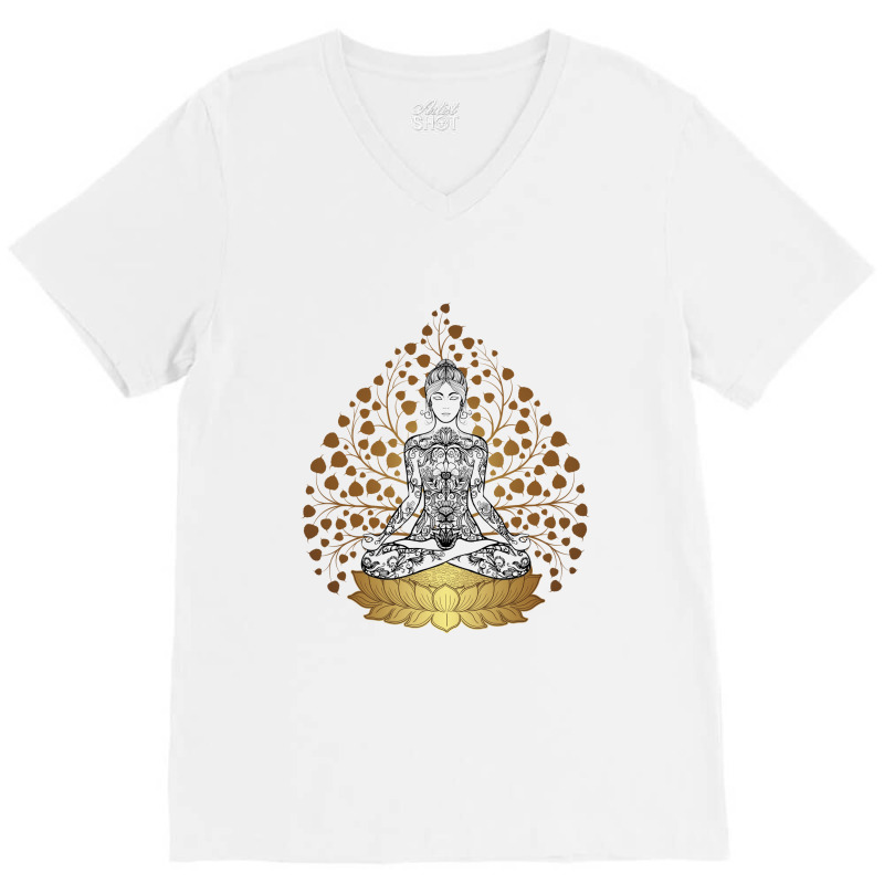 Lotus Flowers Lady V-Neck Tee by Pompoyo | Artistshot