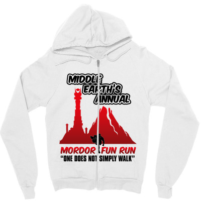 Middle Earth's Annual Mordor Fun Run One Does Not Simply Walk Zipper Hoodie Designed By Wizarts