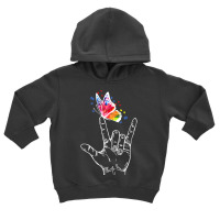 I Love You Hand Sign Language Butterfly Autism Awareness T Shirt Toddler Hoodie | Artistshot