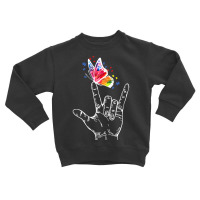 I Love You Hand Sign Language Butterfly Autism Awareness T Shirt Toddler Sweatshirt | Artistshot