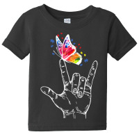 I Love You Hand Sign Language Butterfly Autism Awareness T Shirt Baby Tee | Artistshot