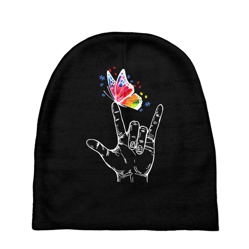 I Love You Hand Sign Language Butterfly Autism Awareness T Shirt Baby Beanies by bakien89 | Artistshot