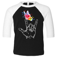 I Love You Hand Sign Language Butterfly Autism Awareness T Shirt Toddler 3/4 Sleeve Tee | Artistshot