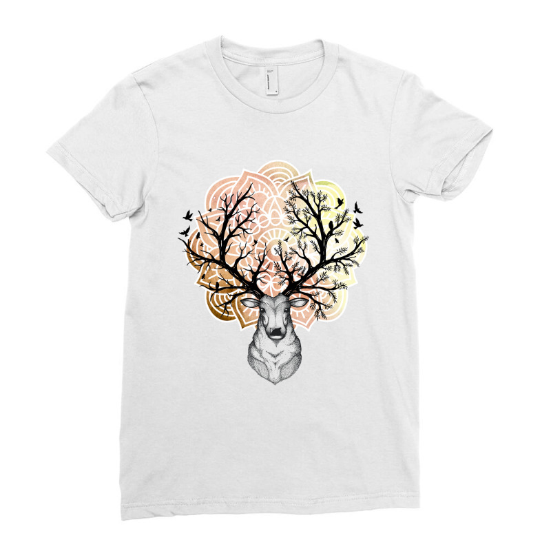 Deer Mandala Ladies Fitted T-Shirt by Pompoyo | Artistshot