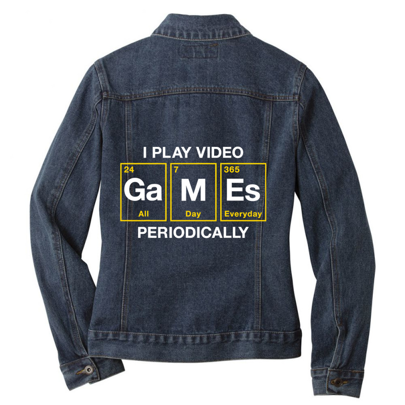 I Play Video Games Periodically Element Blocks Ladies Denim Jacket by bakien89 | Artistshot