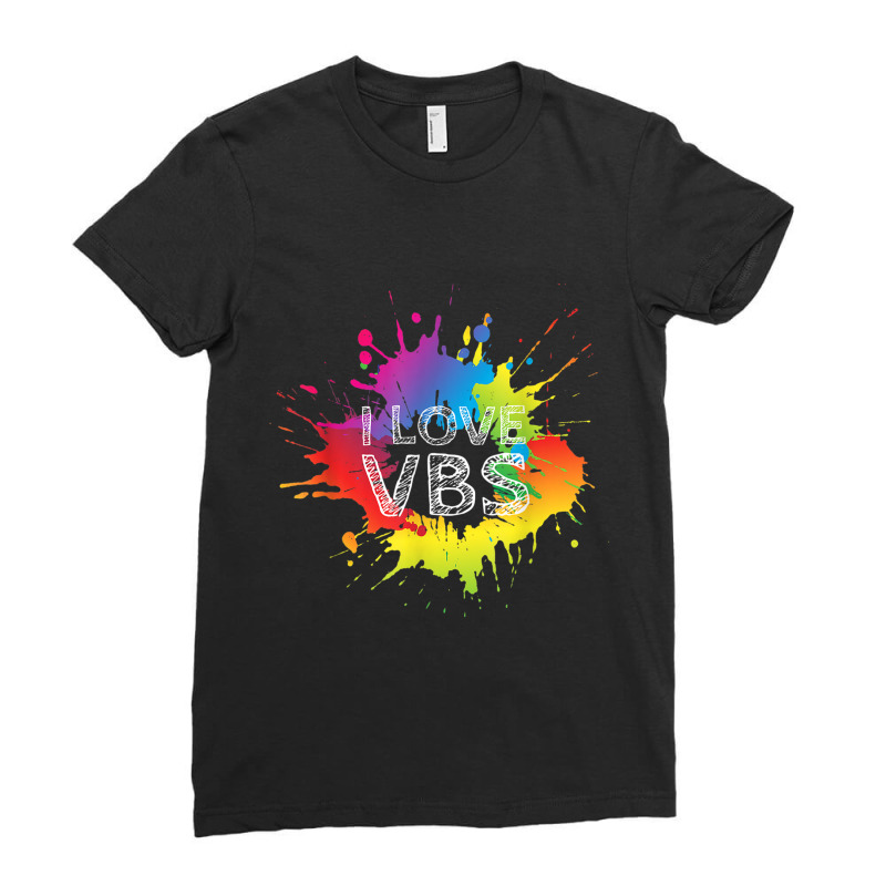 I Love Vbs Apparel Crew Vacation Bible School Paint Splatter Birthday Ladies Fitted T-Shirt by Aria-Proctor | Artistshot