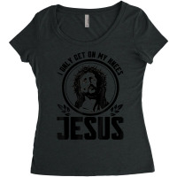 I Only Get On My Knees For Jesus Faith Christian Cartoon Character Women's Triblend Scoop T-shirt | Artistshot