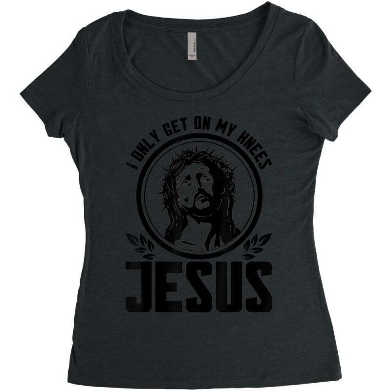 I Only Get On My Knees For Jesus Faith Christian Cartoon Character Women's Triblend Scoop T-shirt by Aria-Proctor | Artistshot