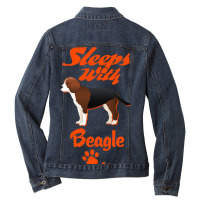 Sleeps With Beagle Ladies Denim Jacket | Artistshot