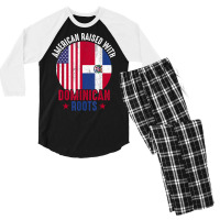 American Raised With Dominican Roots Dominican Republic Flag T Shirt Men's 3/4 Sleeve Pajama Set | Artistshot