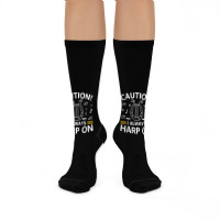 Musician Harpist Harp Player Caution! I Always Harp On T Shirt Crew Socks | Artistshot