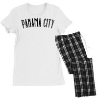 Panama City Panama Vintage Black Text Apparel T Shirt Women's Pajamas Set | Artistshot