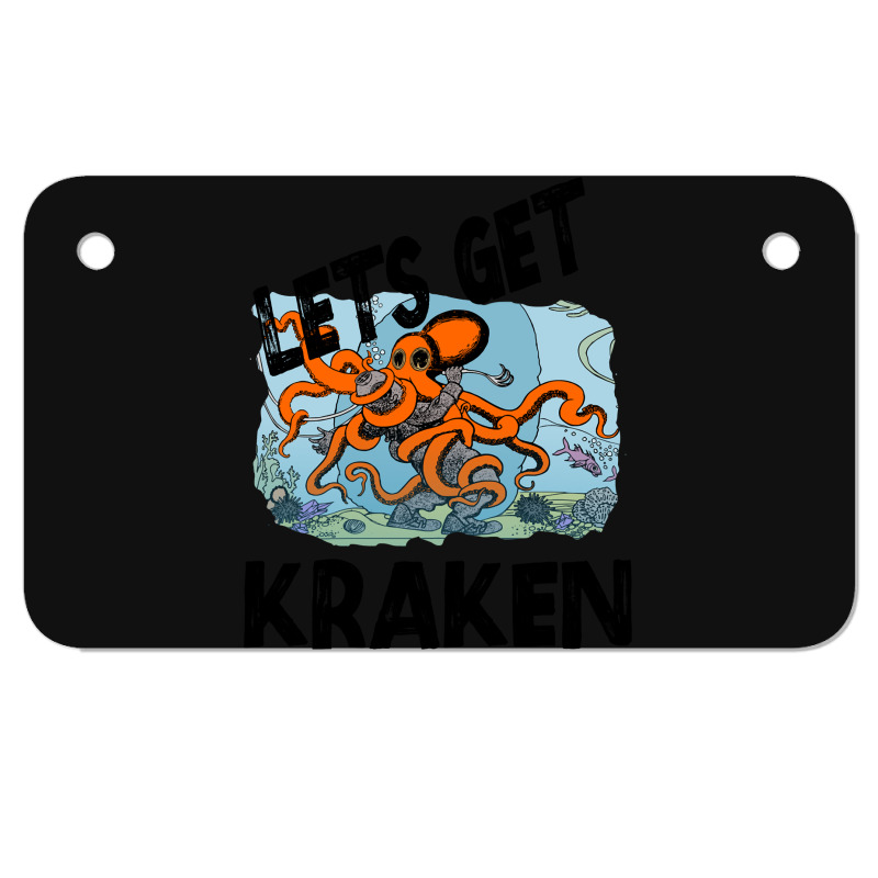 Art Character Lets Get Kraken Halloween Motorcycle License Plate | Artistshot