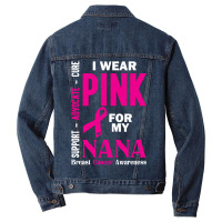I Wear Pink For My Nana (breast Cancer Awareness) Men Denim Jacket | Artistshot