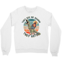 They See Me Roarin They Hatin   Jesus Riding A Dinosaur T Shirt Crewneck Sweatshirt | Artistshot