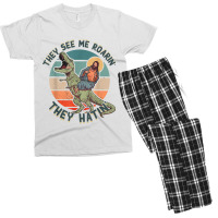 They See Me Roarin They Hatin   Jesus Riding A Dinosaur T Shirt Men's T-shirt Pajama Set | Artistshot