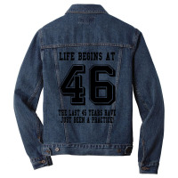 46th Birthday Life Begins At 46 Men Denim Jacket | Artistshot