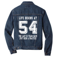 54th Birthday Life Begins At 54 White Men Denim Jacket | Artistshot