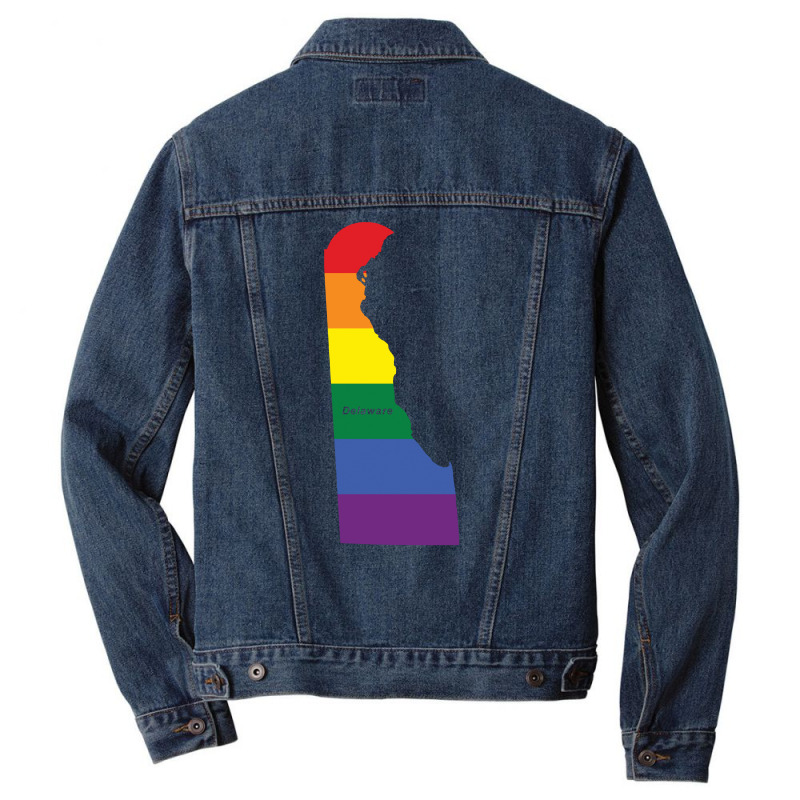 Delaware Rainbow Flag Men Denim Jacket | Artistshot