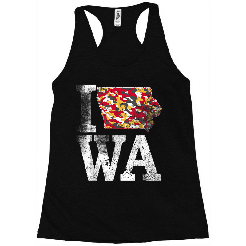 Vintage State Of Iowa Trendy Iowans Red Yellow Grunge Design Racerback Tank by Artist-Shannon | Artistshot