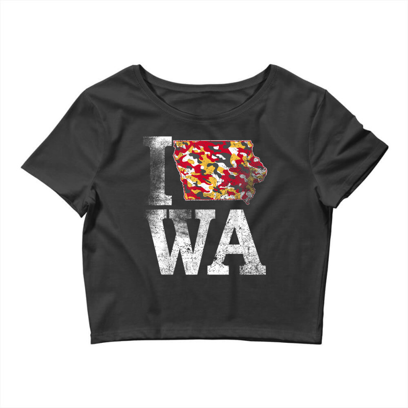 Vintage State Of Iowa Trendy Iowans Red Yellow Grunge Design Crop Top by Artist-Shannon | Artistshot