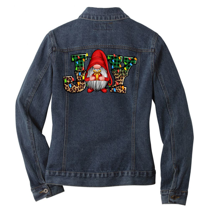 Joy Christmas Gnome Joy To The World Ladies Denim Jacket | Artistshot