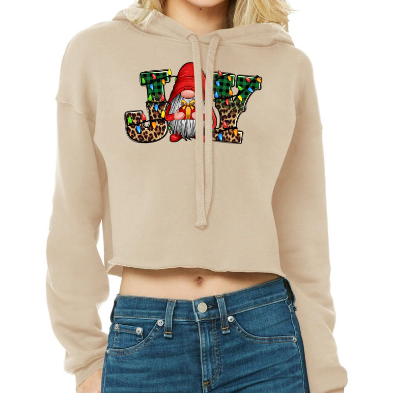 Joy Christmas Gnome Joy To The World Cropped Hoodie | Artistshot