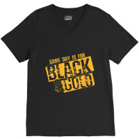 Womens Black Gold Game Day Group  For High School Football Vneck V-neck Tee | Artistshot