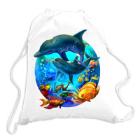 Dolphin Sea Life Save The Ocean Marine Biology Aquarium T Shirt Drawstring Bags | Artistshot