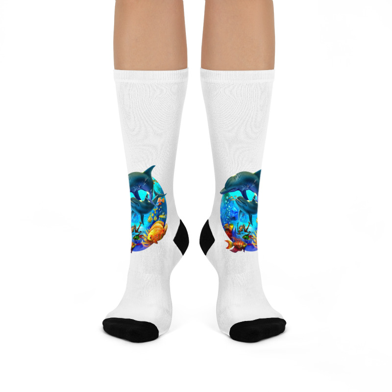 Dolphin Sea Life Save The Ocean Marine Biology Aquarium T Shirt Crew Socks | Artistshot