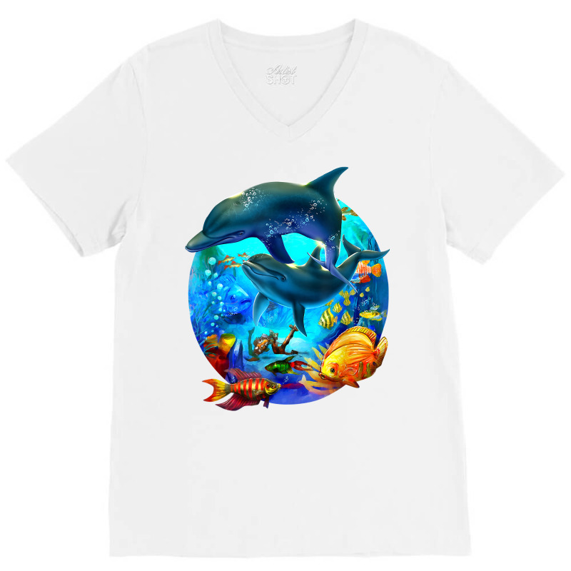 Dolphin Sea Life Save The Ocean Marine Biology Aquarium T Shirt V-neck Tee | Artistshot