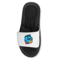 Dolphin Sea Life Save The Ocean Marine Biology Aquarium T Shirt Slide Sandal | Artistshot