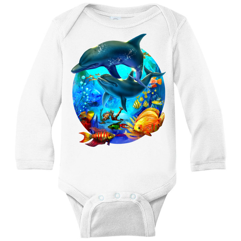 Dolphin Sea Life Save The Ocean Marine Biology Aquarium T Shirt Long Sleeve Baby Bodysuit | Artistshot