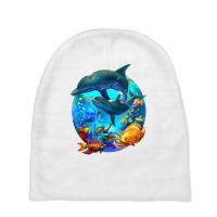 Dolphin Sea Life Save The Ocean Marine Biology Aquarium T Shirt Baby Beanies | Artistshot