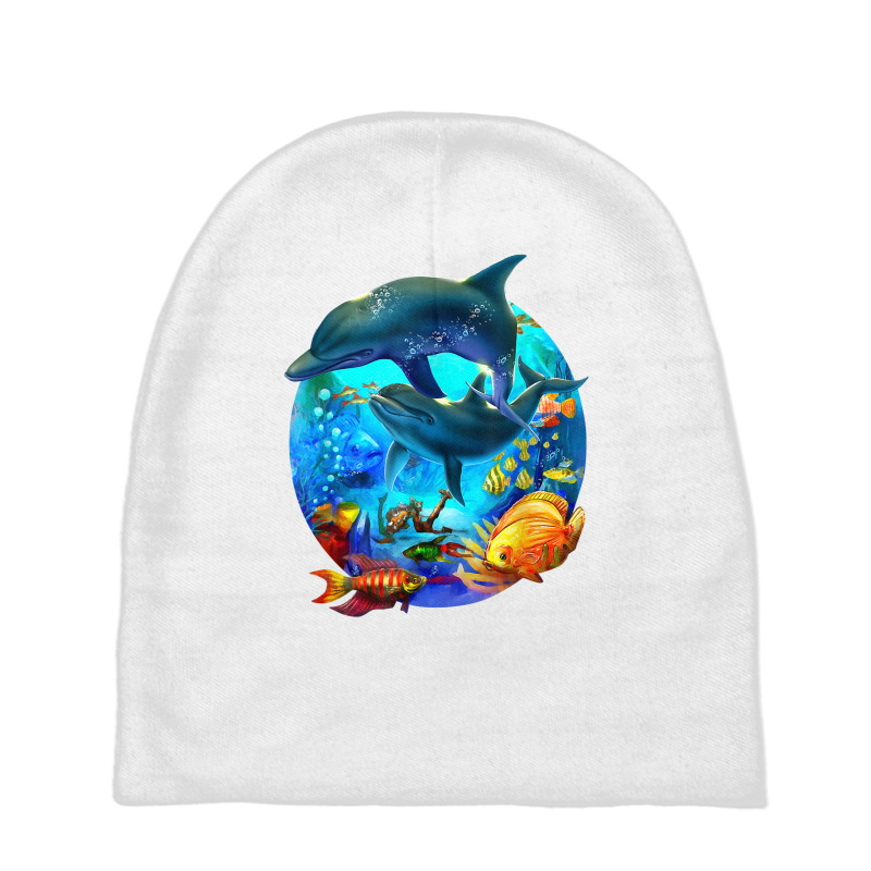 Dolphin Sea Life Save The Ocean Marine Biology Aquarium T Shirt Baby Beanies | Artistshot